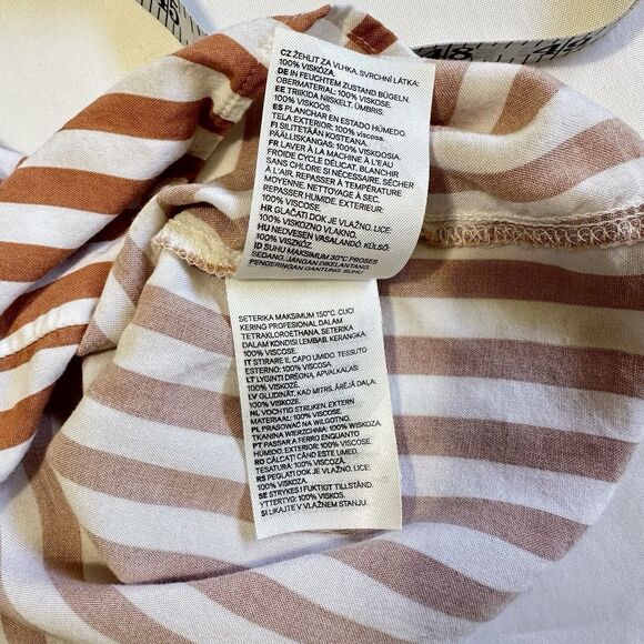 H&M Striped Spaghetti Adjustable Strap Button Front Mini Dress Sz 10 Summer Boho - Picture 9 of 9